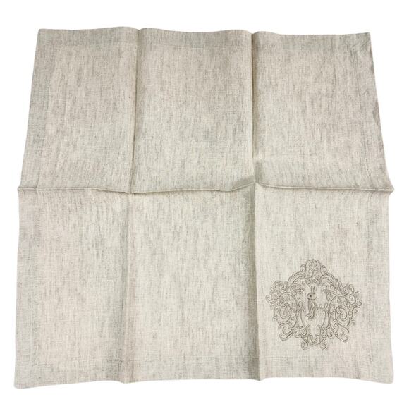 20" x 20" Embroidered Damask Bunny Dinner Napkins – Set of 8 – Beige/Ivory - Picture 2 of 4